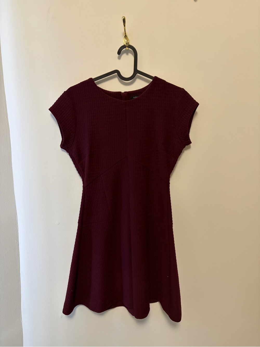 Banana Republic Burgundy Cap-Sleeve Fit & Flare Mini Dress